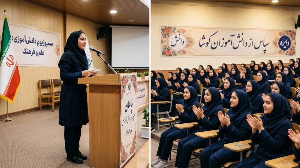 تجلیل از دانش آموزان نخبه مدرسه در طرح نخبه پروری